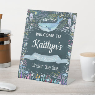 Under The Sea Ocean Themed Baby Shower Welcome Pedestal Sign