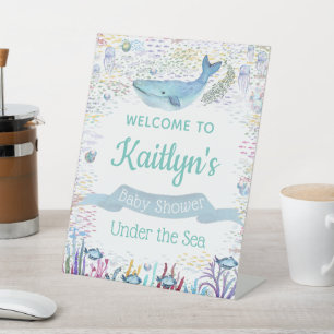 Under The Sea Ocean Themed Baby Shower Welcome Pedestal Sign