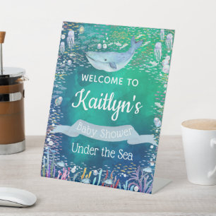 Under The Sea Ocean Themed Baby Shower Welcome Pedestal Sign