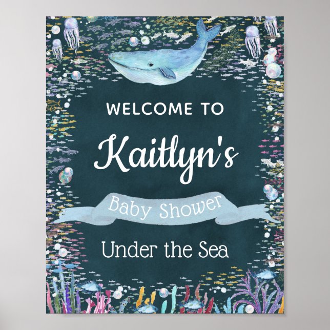 Under The Sea | Ocean Themed Baby Shower Welcome Poster (Front)