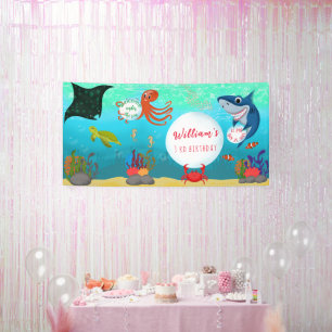 Under The Sea Ocean Water Bubbles Birthday Party  Banner