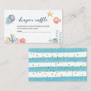 Under the Sea Ocean Watercolor baby shower diaper  Enclosure Card