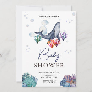 Under the Sea Ocean Watercolor Baby Shower Invite