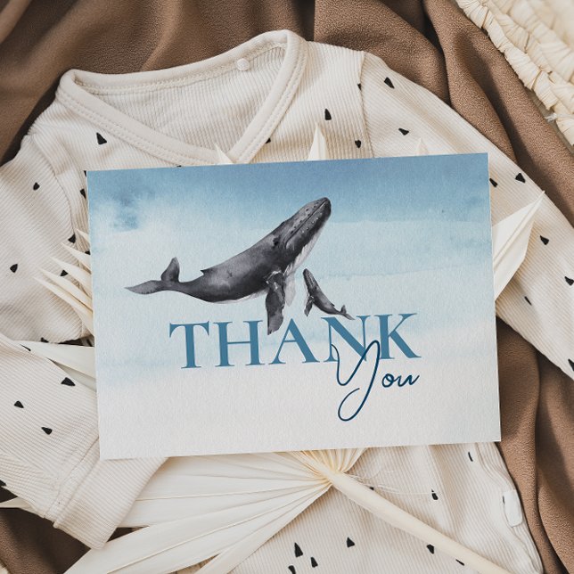 Under The Sea Ocean Whale Flat Baby Shower Thank You Card (Creator Uploaded)