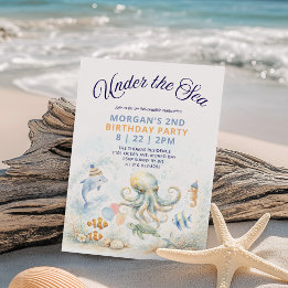 Under the Sea Octopus & Ocean Animals Birthday Invitation