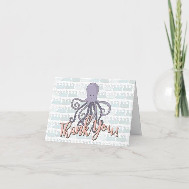 Under the sea Octopus Thank you note card (Front)