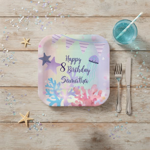 Under the Sea Paper Plates Pink Purple Birthday