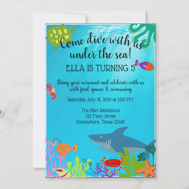 Under the Sea Party Invite (Front)