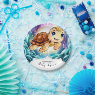 Under the Sea Pastel Turtle Baby Shower Paper Plate