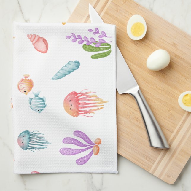 Under The Sea Pattern Tea Towel (Quarter Fold)