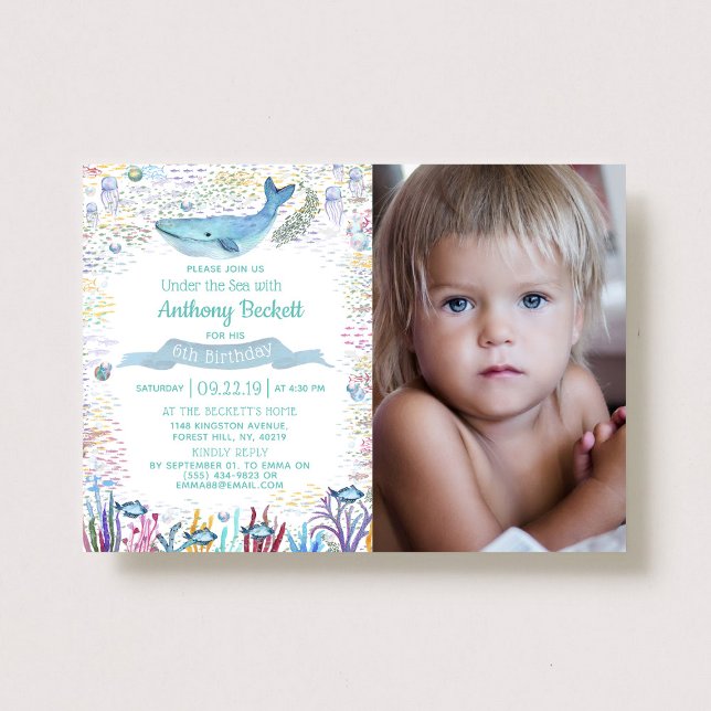 Under The Sea Photo Any Age Birthday Invitations (Creator Uploaded)