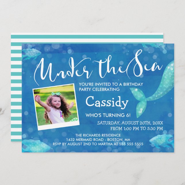 Under the Sea - Photo - Kids Birthday Party Invitation (Front/Back)