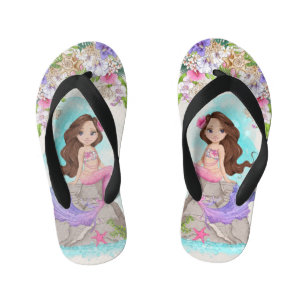 Under the Sea Pink and Purple Mermaid (Brunette) Kid's Thongs
