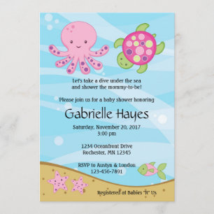 Under the Sea Pink Baby Shower Invitations