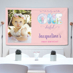 Under The Sea Pink Girls 1st Birthday Party Banner