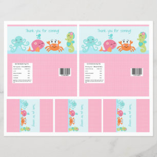 Under the Sea/Pink Whale Candy Bar Labels 2 sizes Flyer