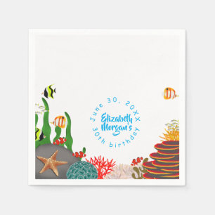Under the Sea Plants Fish Corals Birthday Party Napkin