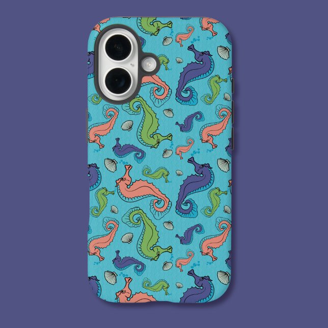 Under the Sea - Playful Seahorse and Shell Pattern Case-Mate iPhone Case (Creator Uploaded)