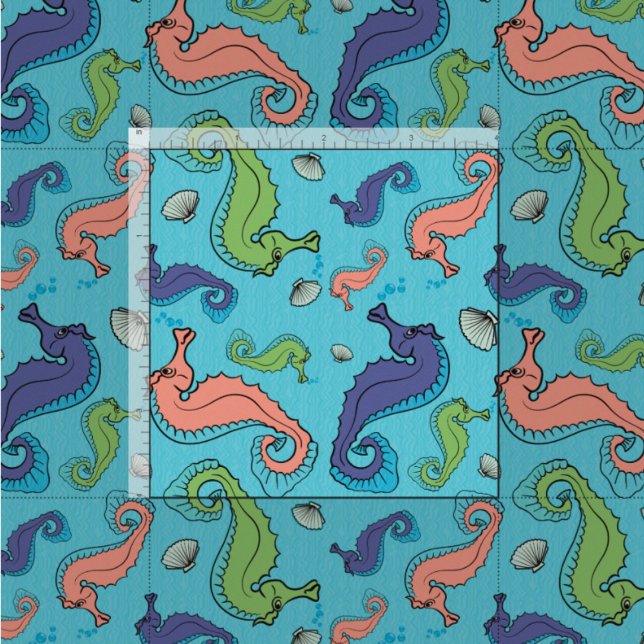 Under the Sea - Playful Seahorse and Shell Pattern Fabric (Creator Uploaded)