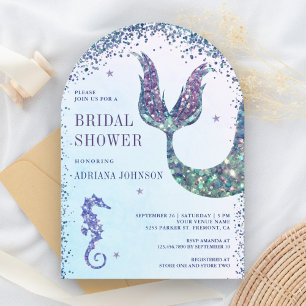 Under the Sea Purple Mermaid Arch Bridal Shower Invitation