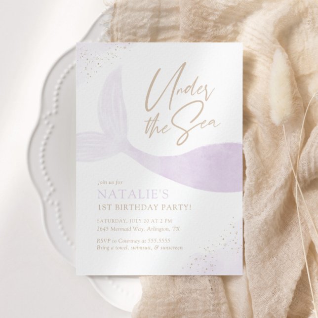 Under the Sea Purple Mermaid Girl Birthday Party Invitation (Creator Uploaded)