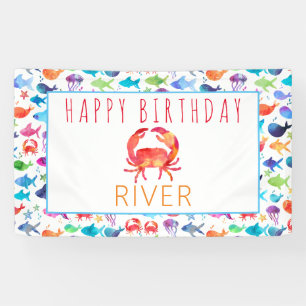 Under The Sea Rainbow Fish Birthday Baby Shower Banner