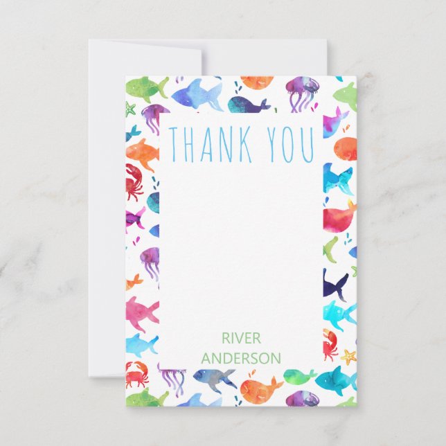 Under The Sea Rainbow Fish Thank You Card (Front)