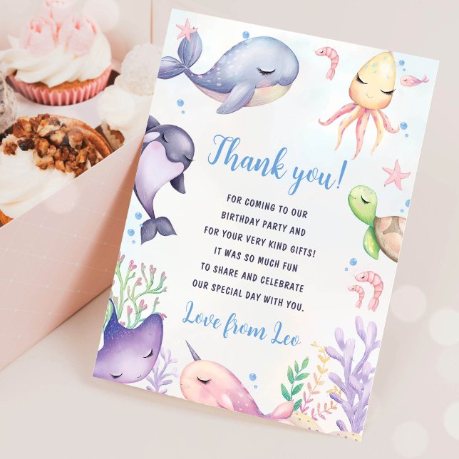 Under the Sea Sea Life Birthday Thank You Card (Creator Uploaded)