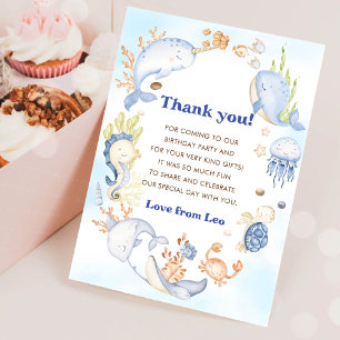 Under the Sea Sea Life Birthday Thank You Card