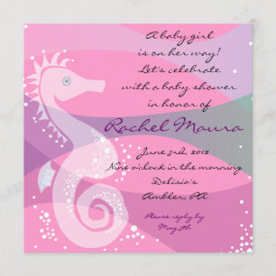 Under The Sea Seahorse Baby Girl Shower Invitation