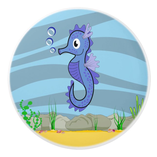 Under the Sea Seahorse Ceramic Knob (Front)