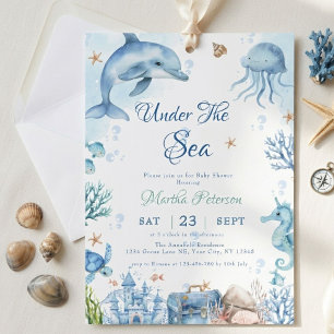 UNder the sea Seashell Baby Shower Invitation