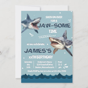 Under the Sea Shark JawSome Time Birthday Invitation