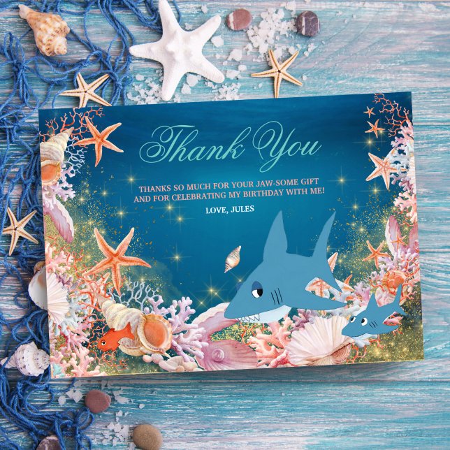 Under The Sea Shark Kids Birthday Thank You (Creator Uploaded)