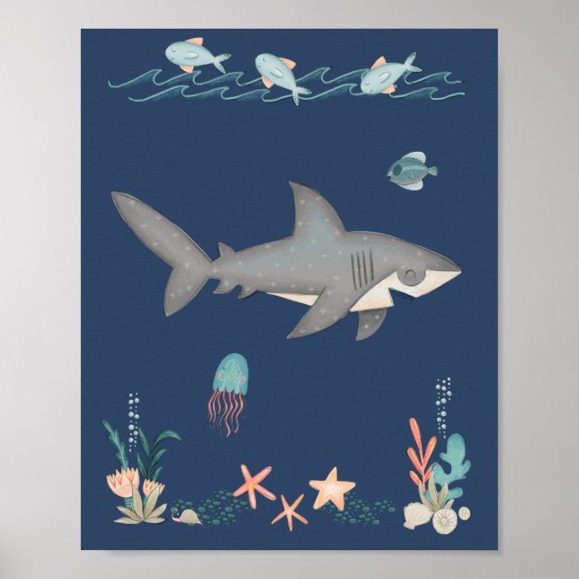 Under The Sea (shark) Nursery Poster (Front)