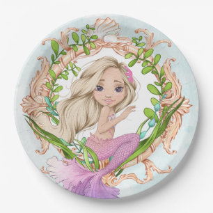 Under the Sea Shell Frame with Mermaid Paper Plate