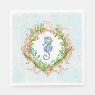 Under the Sea Shell Frame with Sea Horse Napkin