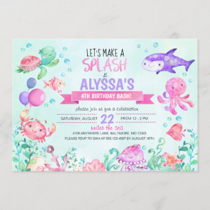 Under The Sea Splash Birthday Girl Invitation
