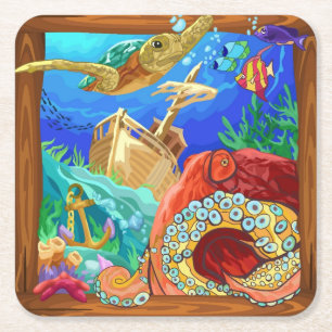 Under the sea square paper coaster
