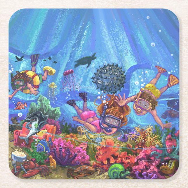 Under the Sea Square Paper Coaster (Front)