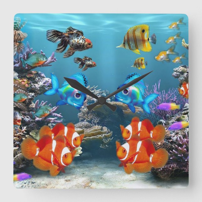 Under the Sea Square Wall Clock (Front)