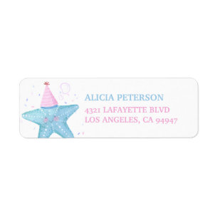 Under the Sea Starfish Girl 1st Birthday Return Address Label