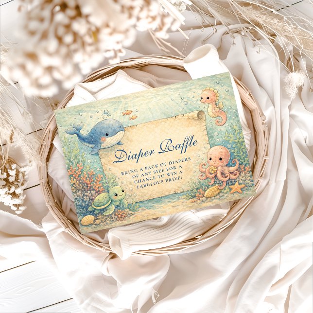 Under the Sea Storybook Baby Shower Diapper Raffle Enclosure Card (Creator Uploaded)