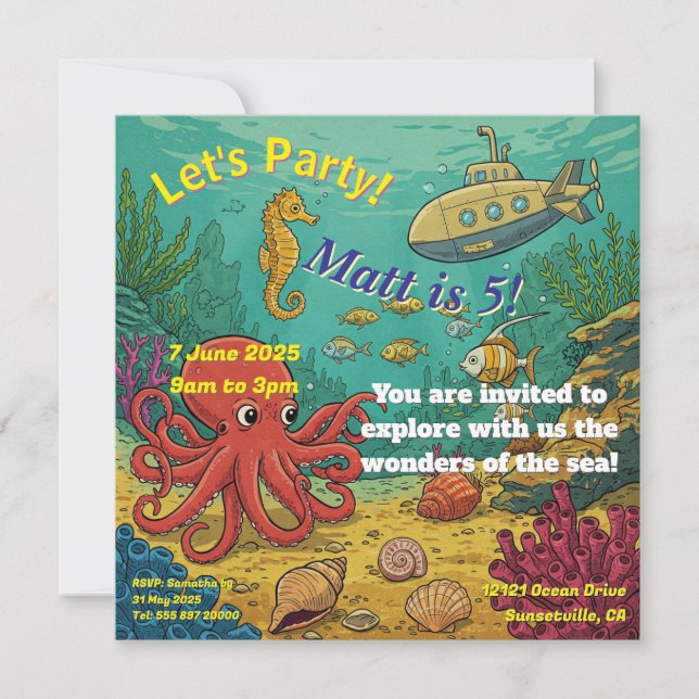 Under the Sea - Submarine Holiday Card (Front)