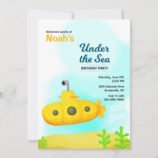Under The Sea Submarine Invitations (Front)