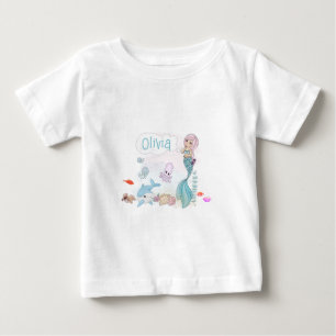 Under the Sea Sweet Mermaid Personalised Baby T-Shirt
