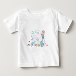 Under the Sea Sweet Mermaid Personalized Baby T-Shirt