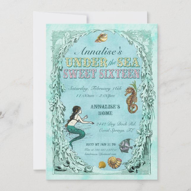 Under the Sea Sweet Sixteen Invitation (Front)
