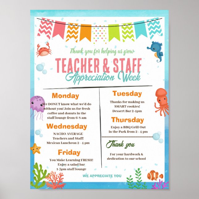 Under the Sea Teacher Staff Appreciation Poster (Front)