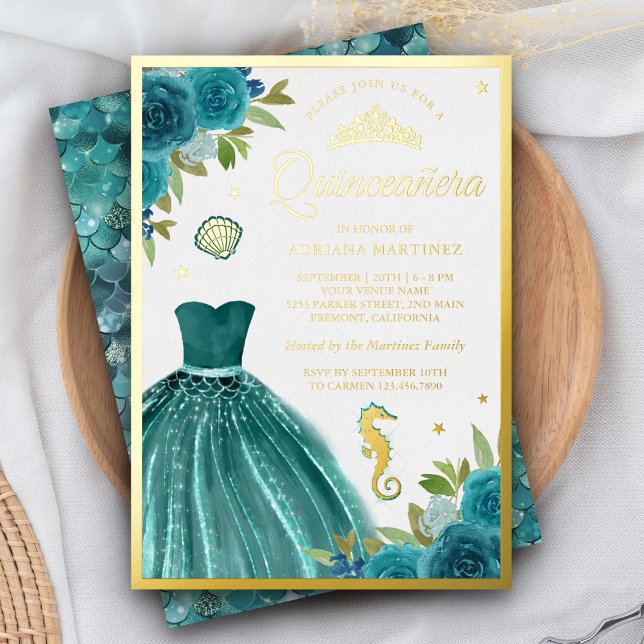 Under the Sea Teal Dress Mermaid Quinceanera Gold (Creator Uploaded)